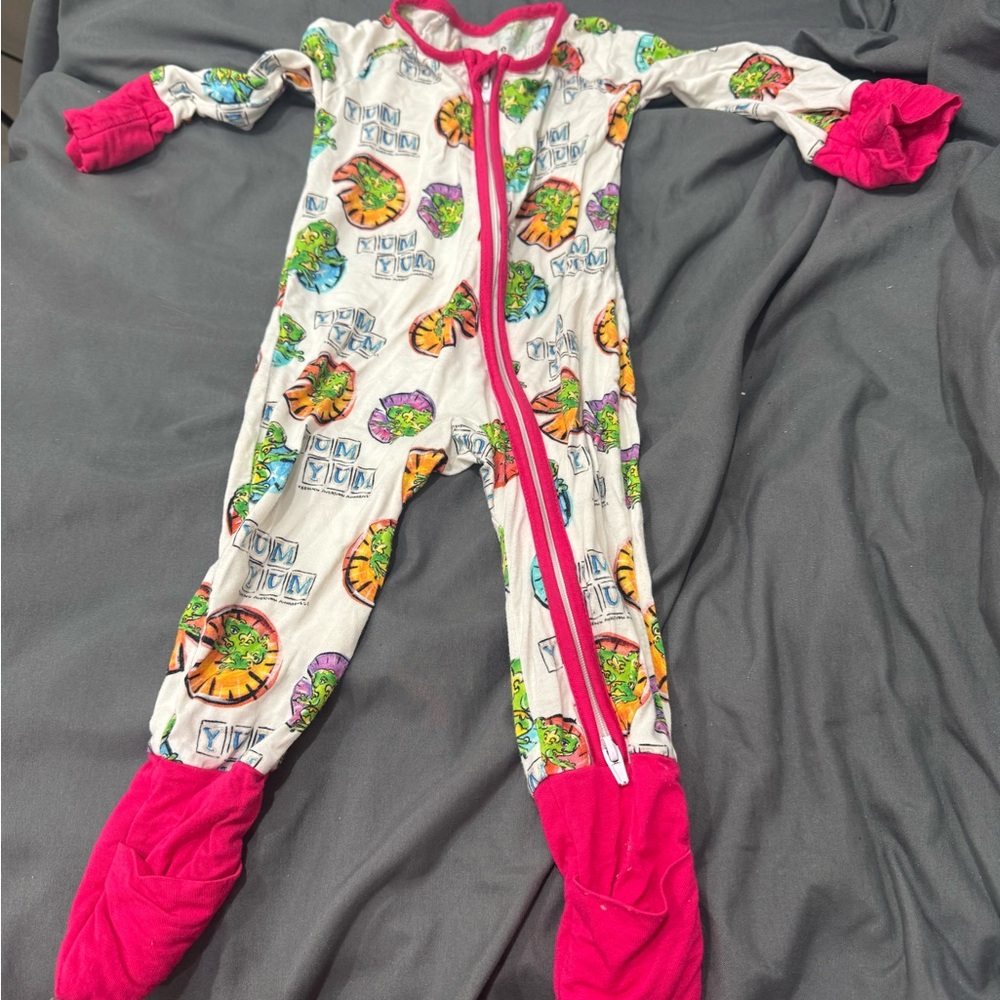 Colorful Kids' Footed Pajamas with Pink Accents